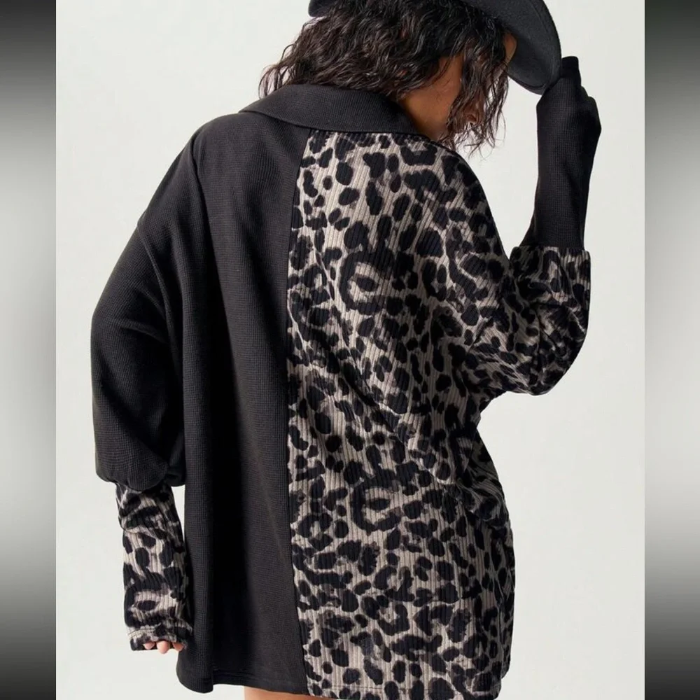 Boho style animal print long sleeve a casual type womenâs size Large XL NWT - Picture 4 of 5